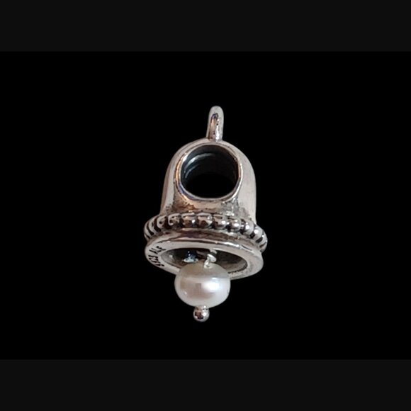 Pandora Retired Sterling Silver Pearl Bell 790517p Freshwater Pearl Charm - Picture 7 of 8